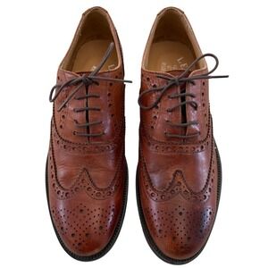 Leone Made in Italy Men's Leather Wingtip Brogues Size 42 EU Oxford Dress Shoes